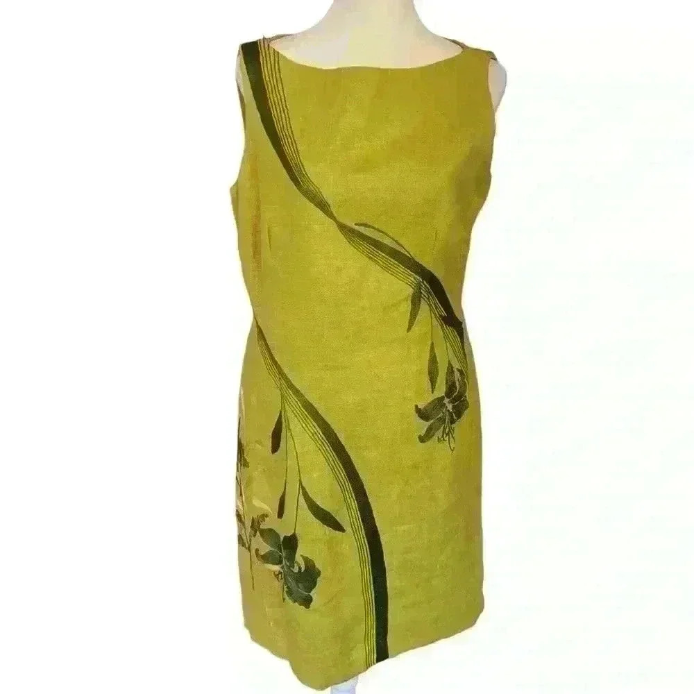 Sleeveless Olive Green Midi Dress with Floral Accent
